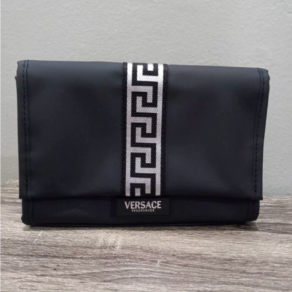 VERSACE FRAGRANCE BLACK INSTITUTIONAL CASE TRAVEL BAG MENS POUCH 8" X 6" X 2.5"